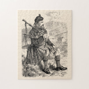 Vintage-Illustration eines schottischen Highlander Puzzle