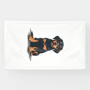 Vintage-Illustration eines schwarz-braunen Hundes Banner
