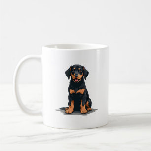 Vintage-Illustration eines schwarz-braunen Hundes  Kaffeetasse