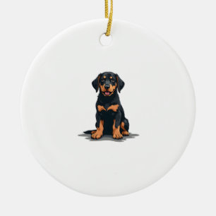 Vintage-Illustration eines schwarz-braunen Hundes Keramik Ornament