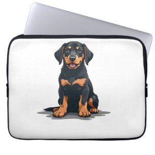 Vintage-Illustration eines schwarz-braunen Hundes  Laptopschutzhülle