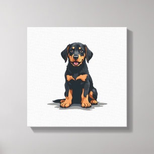 Vintage-Illustration eines schwarz-braunen Hundes  Leinwanddruck