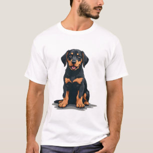 Vintage-Illustration eines schwarz-braunen Hundes  T-Shirt