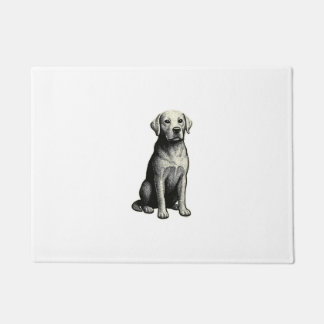 Vintage-Illustration eines sitzenden Hundes Fußmatte