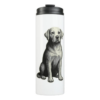 Vintage-Illustration eines sitzenden Hundes Thermosbecher