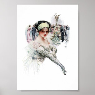 Vintage Illustration eines weiblichen Posters Poster
