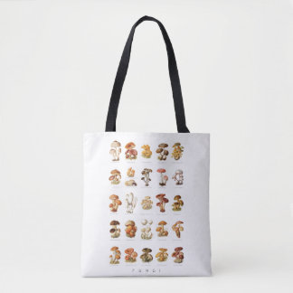 Vintage Illustration essbare, nicht essbare Pilze Tasche