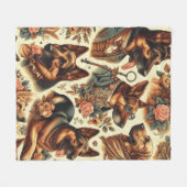 Vintage Illustration Fleecedecke (Vorderseite (Horizontal))