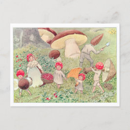 Vintage Illustration Forest Children Elsa Beskow Postkarte