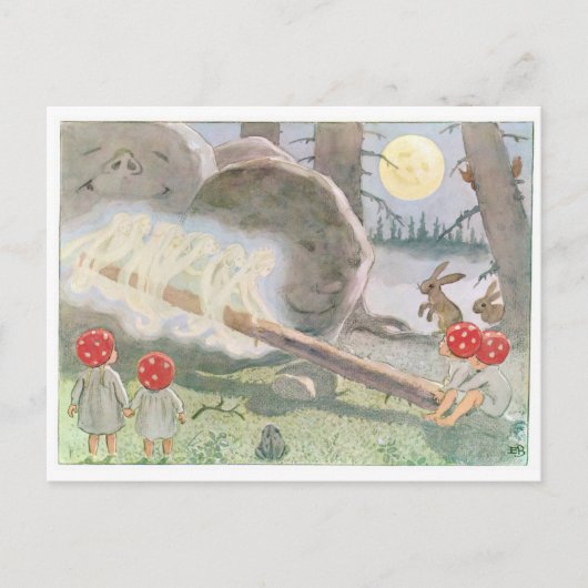 Vintage Illustration Forest Children Elsa Beskow Postkarte (Vorderseite)