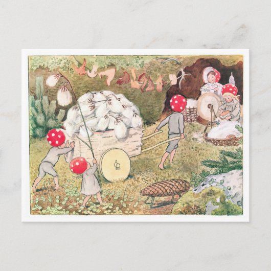 Vintage Illustration Forest Children Elsa Beskow Postkarte (Vorderseite)