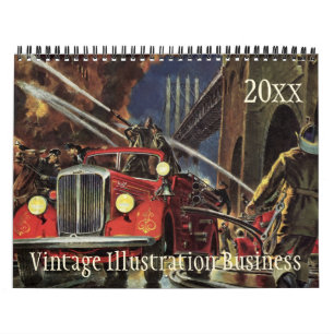 Vintage-Illustration Geschäft Berufe und Beschäfti Kalender