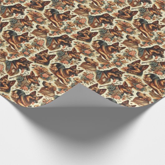 Vintage Illustration Geschenkpapier (Ecke)