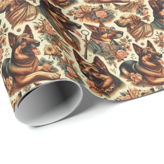 Vintage Illustration Geschenkpapier (Rolleneckpunkt)