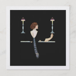 Vintage Illustration Girl Playing Piano