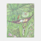 Vintage Illustration Grüne Mädchen Zimmerdekoratio Fleecedecke (Vorderseite)