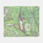 Vintage Illustration Grüne Mädchen Zimmerdekoratio Fleecedecke (Vorderseite (Horizontal))