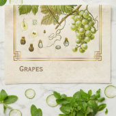 Vintage Illustration Grüne Traubenfrucht Botanisch Geschirrtuch (Gefaltet)