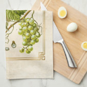 Vintage Illustration Grüne Traubenfrucht Botanisch Geschirrtuch (Viertel Falte)