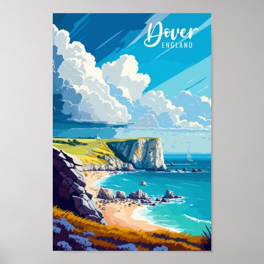 Vintage-Illustration in Dover England Poster (Vorne)