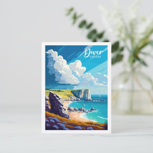 Vintage-Illustration in Dover England Postkarte (Stehend Vorderseite)