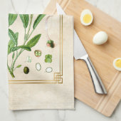 Vintage Illustration Kräuterherb Pflanze Landschaf Geschirrtuch (Viertel Falte)