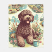 Vintage Illustration Lagotto Romagnolo Fleecedecke (Vorderseite)