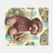 Vintage Illustration Lagotto Romagnolo Fleecedecke (Vorderseite (Horizontal))