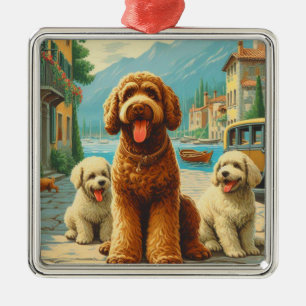 Vintage Illustration Lagotto Romagnolo Ornament Aus Metall