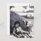 Vintage Illustration "Little Boy Blue" Postkarte (Vorne/Hinten)