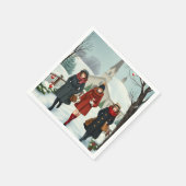 Vintage Illustration Menschen gehen zur Kirche Serviette (Ecke)