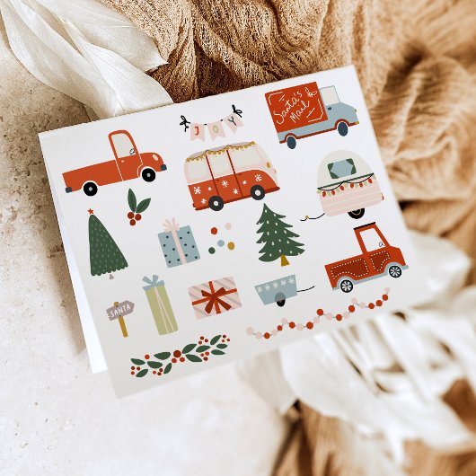 Vintage Illustration Merry Christmas Holiday Karte