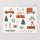 Vintage Illustration Merry Christmas Holiday Postkarte (Vorderseite)