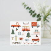 Vintage Illustration Merry Christmas Holiday Postkarte (Stehend Vorderseite)