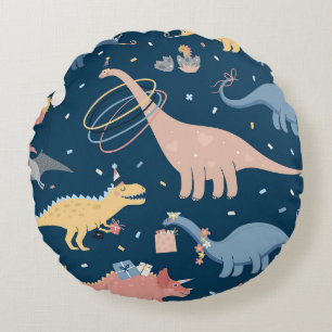 Vintage Illustration mit der Geburtstagsparty von Rundes Kissen
