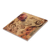 Vintage Illustration mit Rose und Geige Fliese (Seite)