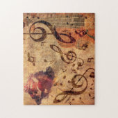 Vintage Illustration mit Rose und Geige Puzzle (Vertikal)