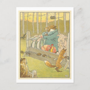 Vintage-Illustration mit Tieren im Stocks Postkarte