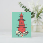 Vintage Illustration of a Chinese Pagoda Postcard Postkarte (Stehend Vorderseite)