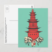 Vintage Illustration of a Chinese Pagoda Postcard Postkarte (Vorne/Hinten)