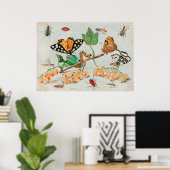 Vintage illustration of butterflies on berries poster (Heimbüro)
