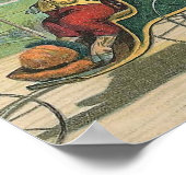 Vintage Illustration "Pig in einem Rollstuhl" Poster (Ecke)