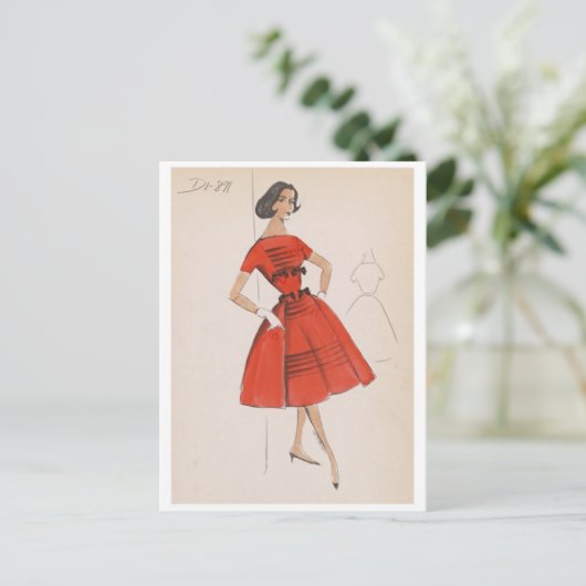 Vintage Illustration Postkarte (Stehend Vorderseite)