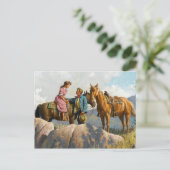 Vintage Illustration Postkarte (Stehend Vorderseite)