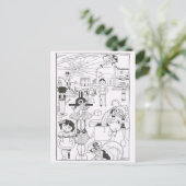 Vintage Illustration Postkarte (Stehend Vorderseite)