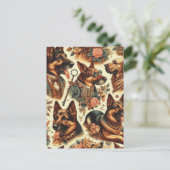 Vintage Illustration Postkarte (Stehend Vorderseite)