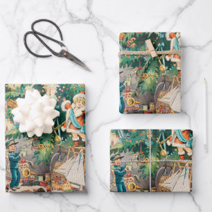 Vintage-Illustration Pucks Weihnachtsbaum, 1902 Geschenkpapier Set