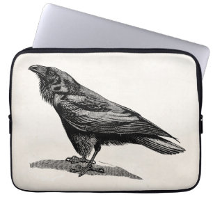 Vintage-Illustration Rabe Krähe Amsel Vogel Laptopschutzhülle
