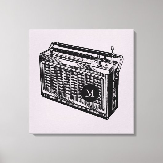 Vintage Illustration Radio Monogramm Leinwand (Vorderseite)