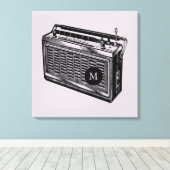 Vintage Illustration Radio Monogramm Leinwand (Insitu (Holzboden))
